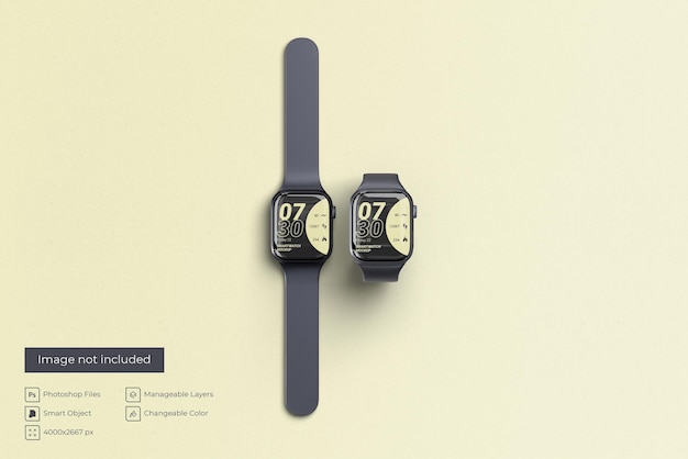 Two smartwatch mockup top view