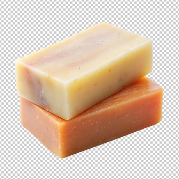 two soap bars on transparent background