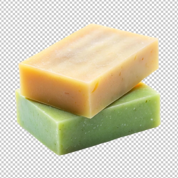 two soap bars on transparent background