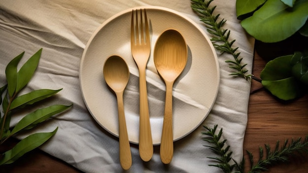 two spoons on a plate with a knife and fork