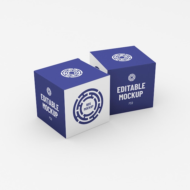 Two square boxes packaging template for product design mockup On clean background