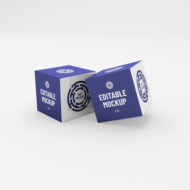 Two square boxes packaging template for product design mockup On clean background