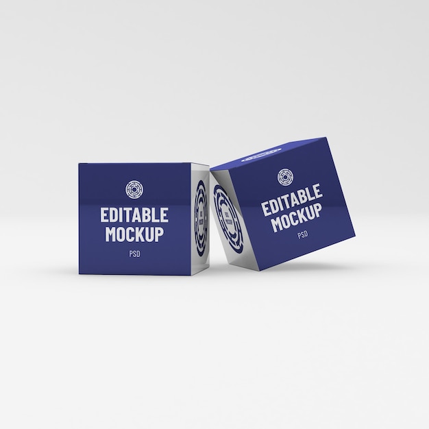 Two square boxes packaging template for product design mockup On clean background