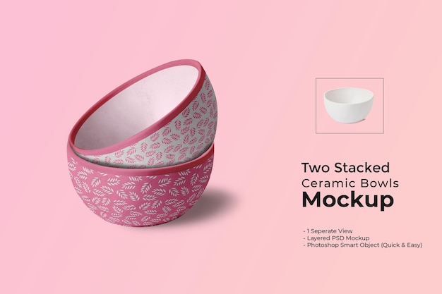 Two stacked ceramic bowls mockup