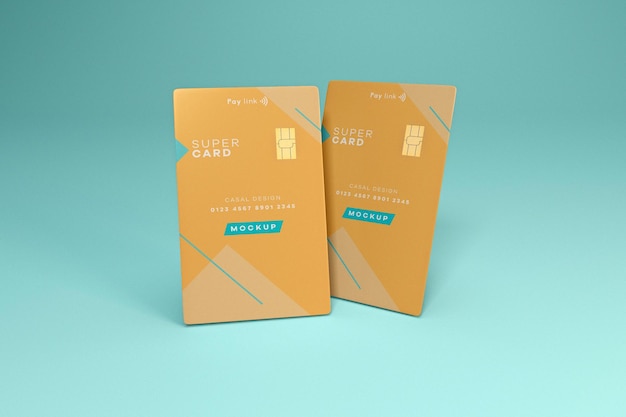 Two standing credit cards mockup