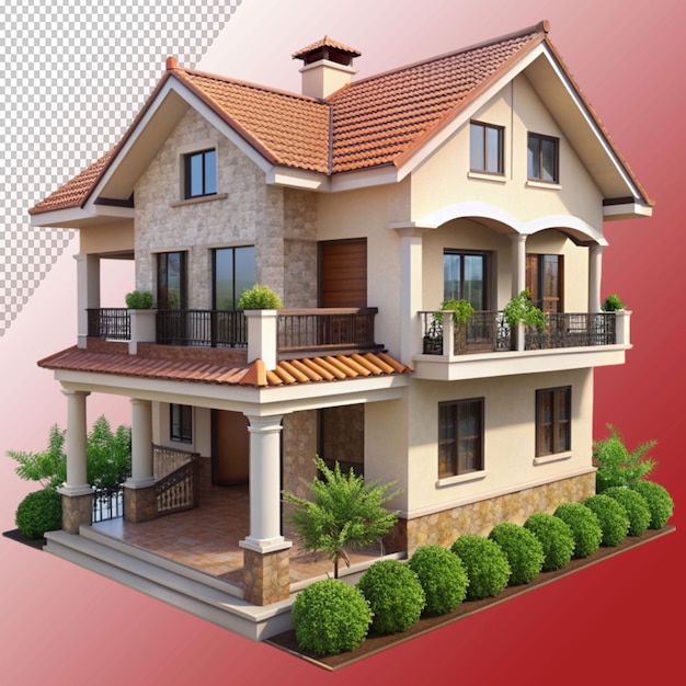 two story villa isolated on transparent background