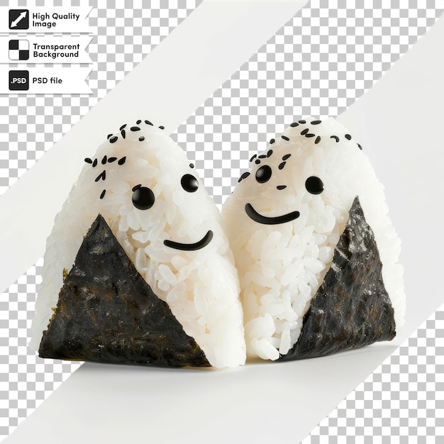 PSD two sushi rolls with one smiling face on the other