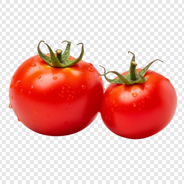 two tomatoes with water droplets on them one of which is a tomato