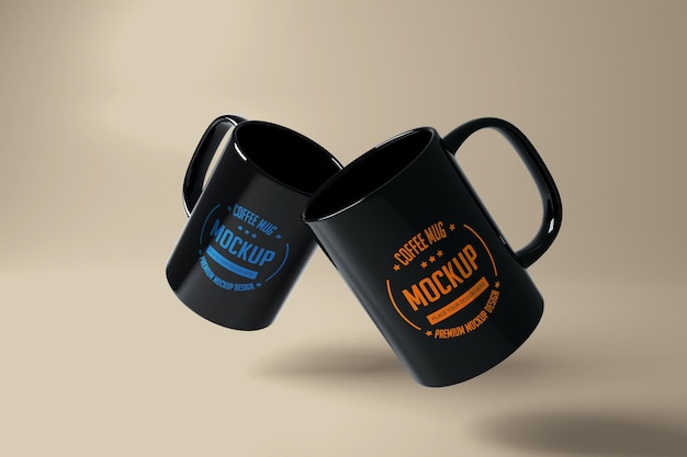 Two white mug mockup changeable background