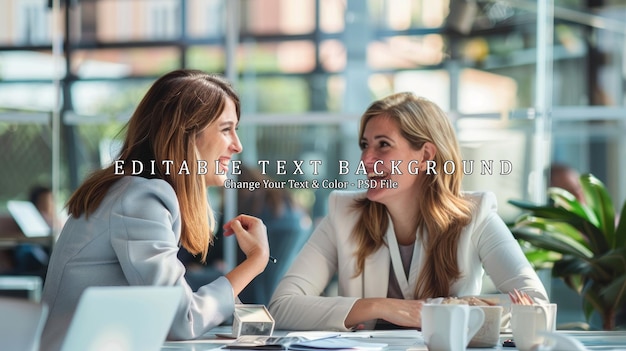 PSD two women laughing during a business meeting