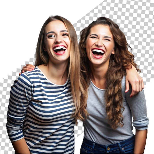 Two women posing for a photo with the words quot frisbee quot on the top