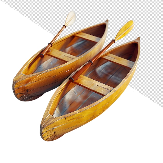 PSD two wooden boats with paddles that say oars