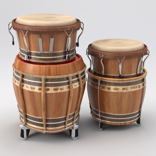 two wooden drums with the words  x  on the bottom