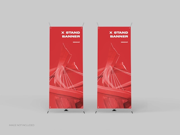 Two X Stand Banners Mockup