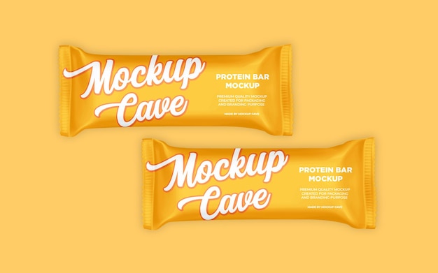 Two yellow bars that say protein bar on a yellow background.