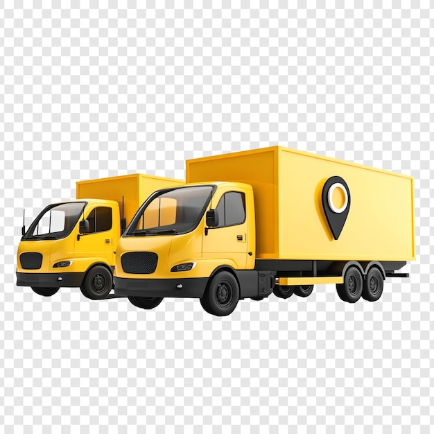 PSD two yellow delivery trucks