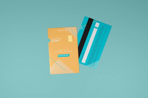 PSD twosided credit card mockup top view