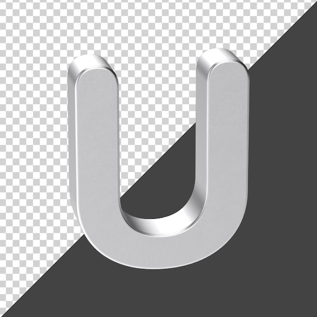 U letter made of Silver in 3d rendering 3d realistic letter U