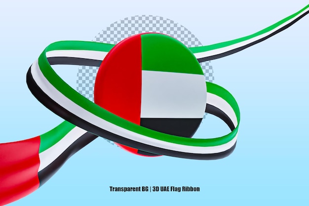 UAE victory day independent day 3d ribbon with uae flag with transparent background