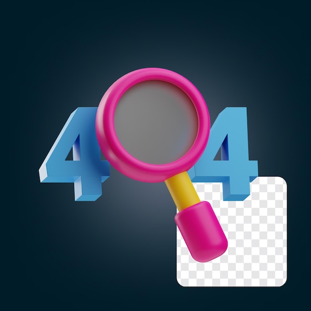 PSD ui icon not found code 404 3d illustration