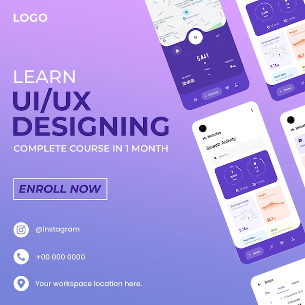 PSD ui ux course ad template