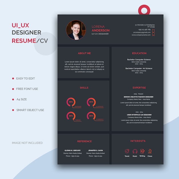 PSD ui/ux designer resume template