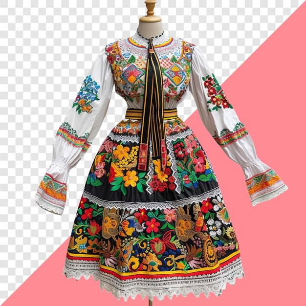 PSD ukrainian vyshyvanka displayed on mannequin transparent background isolated image generative ai