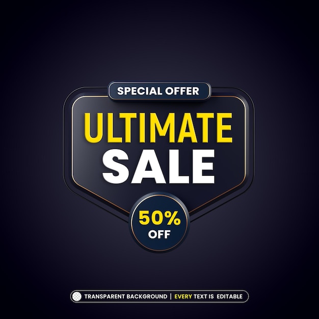 Ultimate sale banner with editable text effect