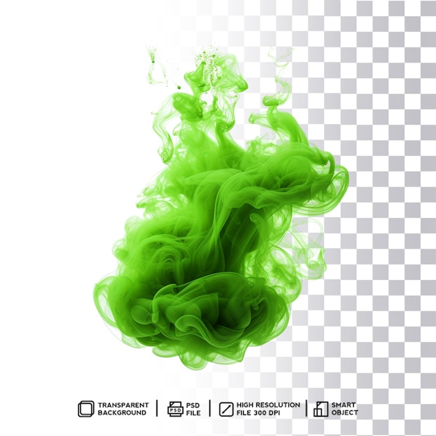 ultra Realistic Green Smoke Dust on Transparent Background