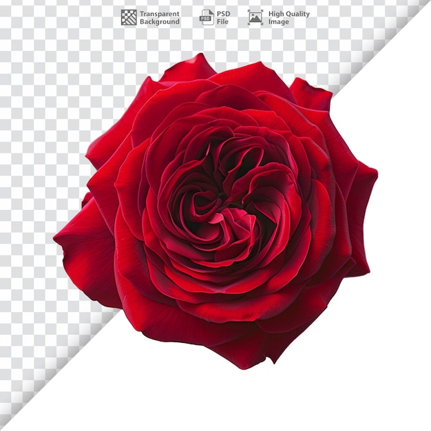 Ultra Realistic Top View of Red Rose on Transparent Background