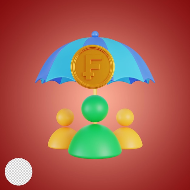 Umbrella 3D illustration with Franc