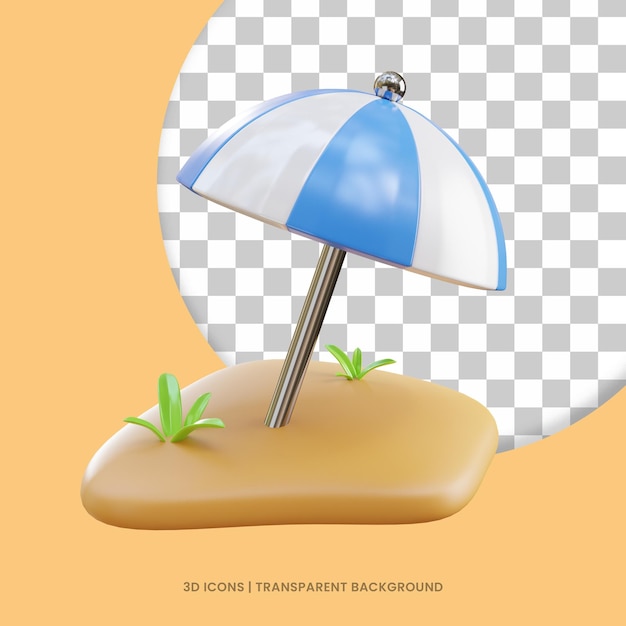 umbrella at beach summertime tropical 3d icon