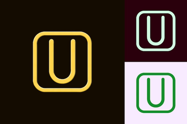 PSD underline icon with a capital letter u outline and a small l abstract minimalist icon designs