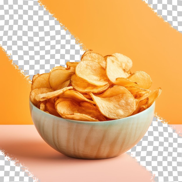 Unhealthy transparent background with crispy potato chips