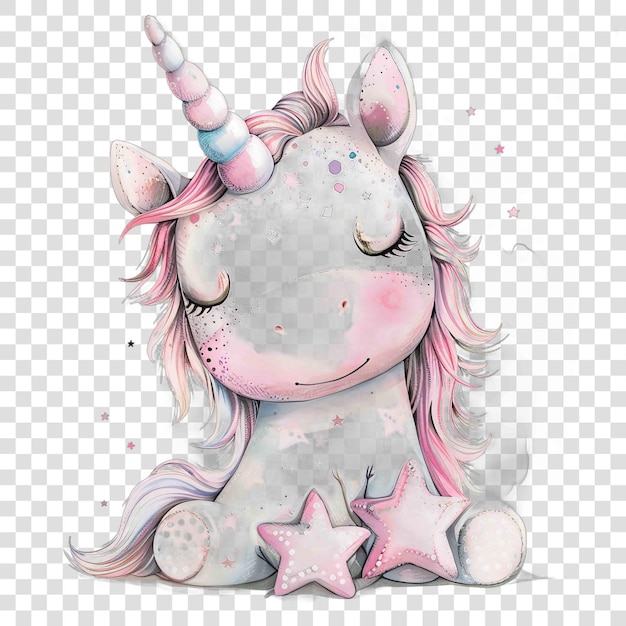 PSD unicorn baby pink happy star white sparkles nuresery watercolor