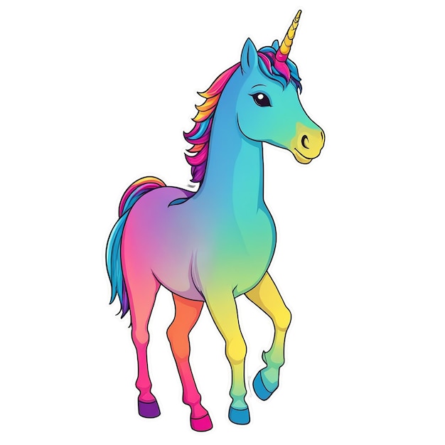 PSD unicorn cute sticker isolated on transparent background