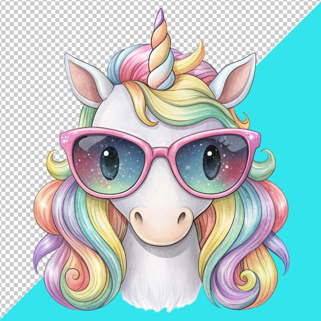 PSD unicorn face on transperent background