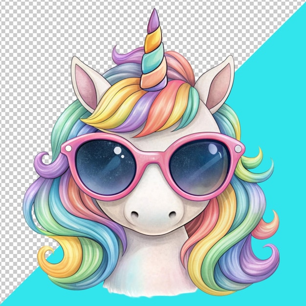 PSD unicorn face on transperent background