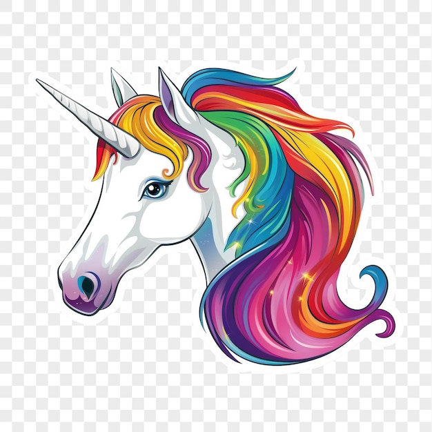 Unicorn head isolated on transparent background PNG