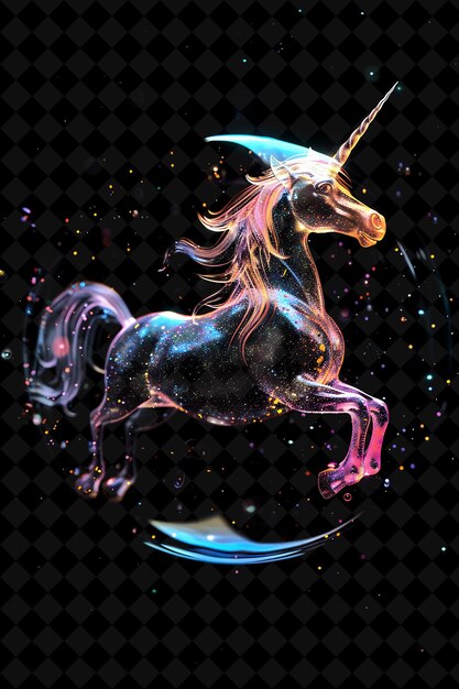 PSD a unicorn with a blue tail and the word unicorn on it