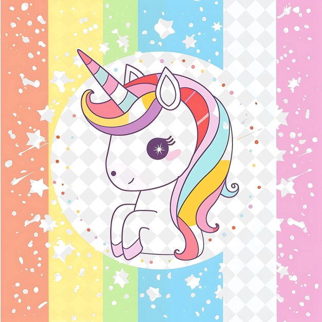 a unicorn with a rainbow on its tail is sitting on a rainbow colored background