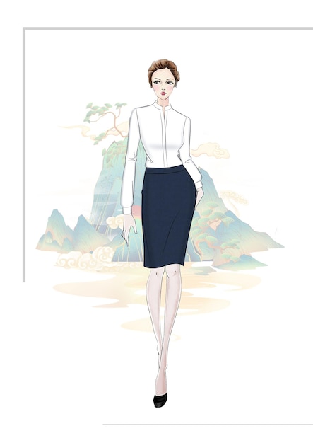 uniform workwear cloth sketch fashion style woman shirt business