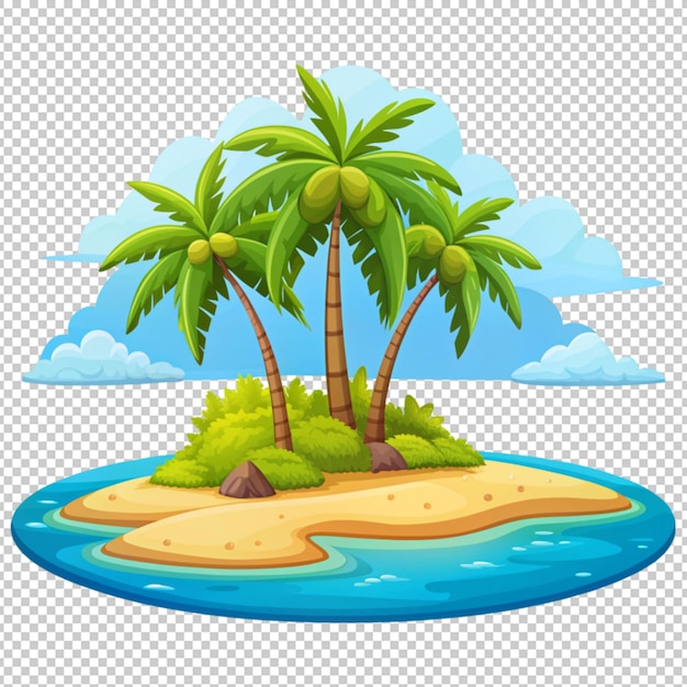 PSD uninhabited island flat cartoon illustration isolated on transparent background