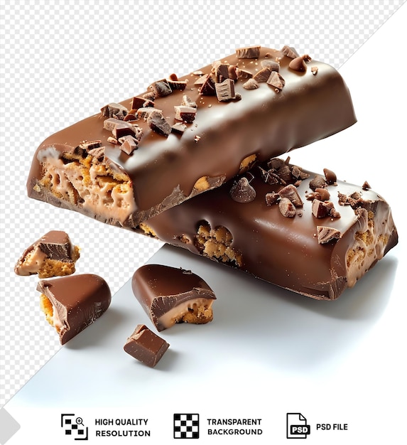 PSD unique chocolate covered ice cream bar with bites isolated on transparent background