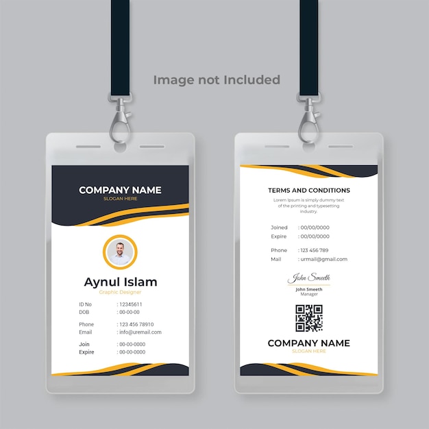 Unique and creative id card template design for company employee officer