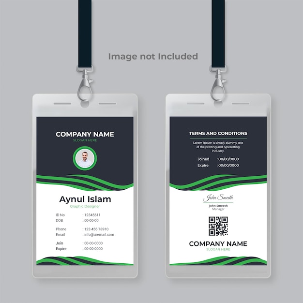 Unique and creative id card template design for company employee officer