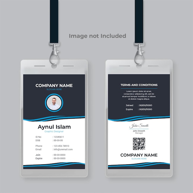 Unique and creative id card template design for company employee officer