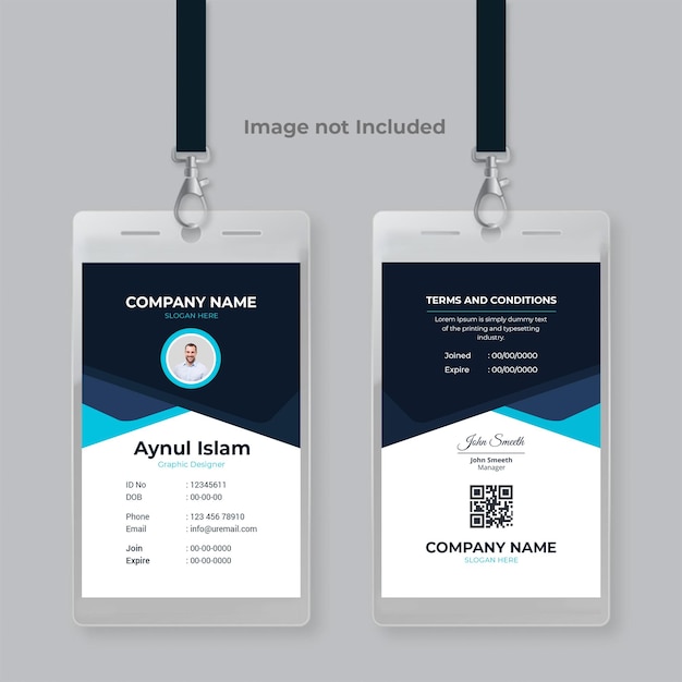 Unique and creative id card template design for company employee officer