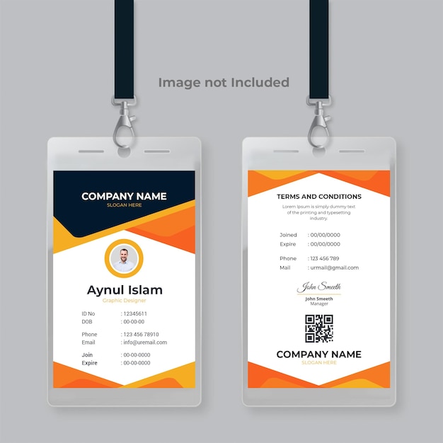 Unique and creative id card template design for company employee officer