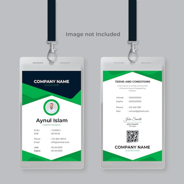 PSD unique and creative id card template design for company employee officer